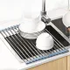 Over The Sink Dish Drying Rack, Roll Up Dish Drying Rack Kitchen Dish Rack + Silicone Soda Can Cover Lids, Reusable Soda Can Lids Beer Can