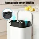 Cefito Kitchen Trash Can 40L Pedal Bins Rubbish Bin Steel with Soft Close Lid, Removable Inner Bucket, Rectangular Garbage Can Recycling Bin, White