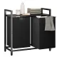 Laundry Hamper Basket Metal Laundry Organizer with MDF Shelf and 2 Waterproof Pull-Out Removable Dirty Clothes Bags for Laundry Room Bedroom Bathroom Dorm
