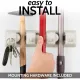 Mop and Broom Organizer Wall Mount - Easy to Install Mop and Broom Holder Wall Mount for Storing Cleaning Supplies - Organizer Utility Racks Mop Holder and Broom Hanger (3 Slots, White)