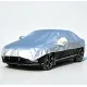 Half Car Cover Sedan with Green Reflective Strip,All Weather Car Body Cover for Sun, Rain, Dust(Fit hatchbacks Length 3.8m to 4.3m)-silver