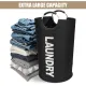 Collapsible laundry basket, Large laundry basket 90 L, Independent laundry basket with high base, Foldable laundry bucket, Black