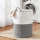 Artiss Woven Laundry Basket with handles Foldable White & Grey