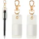 2 Pcs Pen Holder for Lanyard, White PU Leather Anti-Lost Lanyard Pen Clip Retractable Pens Holder Clip Keychain, Portable Pouch Pocket Pens Holders for Pencil Badges Clipboard Nurses Office School
