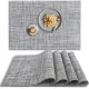 PVC placemat, 4 pieces non-slip heat-resistant placemats, washable vinyl placemats, set of 4 - gray