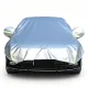 Half Car Cover Sedan with Green Reflective Strip,All Weather Car Body Cover for Sun, Rain, Dust(Fit hatchbacks Length 3.8m to 4.3m)-silver