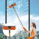 2-in-1 Window Squeegee with Telescopic Handle, 4.5m, Orange - Effective Cleaning for High Windows Cars Showers Indoors Outdoors