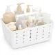 Shower Caddy Portable, Cleaning Supplies Caddy Organizer with Handle and Adjtable Dividers, Plastic Shower Basket for Dorm Room Essentials, College, Bathroom, White, 1 Pack