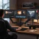 Triple Monitor Mount Stand – Desk Clamp with 3 Adjustable Arms for Multi-Screen Setup