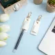 2 Pcs Pen Holder for Lanyard, White PU Leather Anti-Lost Lanyard Pen Clip Retractable Pens Holder Clip Keychain, Portable Pouch Pocket Pens Holders for Pencil Badges Clipboard Nurses Office School