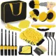22 Pieces Car Wash Kit with Polishing Tools, Rim Brush and Interior and Exterior Car Care Accessories for Vehicle Cleaning