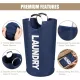 Collapsible laundry basket, Large laundry basket 90 L, Standalone laundry basket with high base, Durable and easy to clean, navy blue