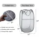 2 Pcs Popup Mesh Laundry Baskets, Collapsible and Portable Clothes Washing Laundry Hampers with Reinforced Carry Handles, Gray Clothes Hamper for Home, Travel, College Dorm