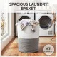 Artiss Woven Laundry Basket with handles Foldable White & Grey