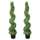 Artificial Topiaries Boxwood Trees, 10cm Tall (2 Pieces) Faux Topiary Plant Outdoor, All-year Green Feaux Plant w/ Replaceable Leaves for Decorative Indoor/Outdoor/Garden