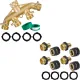 Brass Garden Hose Splitter (4 Way) + Garden Hose Quick Connector