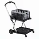 Artiss Shopping Trolley with Wheels 2 Layer w/1 Crate Foldable Trolley Grey