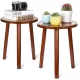 2Pcs Small Side Table Round End Table Wood Plant Stand Super Thick 3-Legs Stool