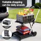 Artiss Shopping Trolley with Wheels 2 Layer w/1 Crate Foldable Trolley Grey