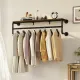 Upgraded Heavy Duty Pipe Clothes Rack Iron Garment Hanging Bar with Top Shelf