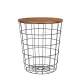 YES4HOMES Vintage Round Coffee Tables Set of 2 Side Tables Robust Steel Frame for Living Room Bedroom Rustic Brown and Black