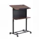 Artiss Mobile Lectern Podium Stand with Storage Shelf Height Adjustable Laptop Desk Black & Walnut