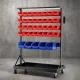 Giantz 74 Bins Storage Rack Double Sided Mobile Garage Workshop Tools Organizer