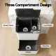 Cefito 63L Rubbish Bin 3 Compartment Carbon Steel Split Door Trash Can White