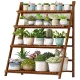 Plant Stand Outdoor Indoor Garden Wood Bamboo Shelf Folding 100CM Length