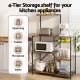 Artiss 4-Tier Kitchen Rack with Pull Out Basket 6 Hooks Microwave Storage Shelf