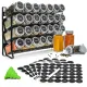 Spice Rack organiser with 28 Spice Jars, Spice Labels, Funnel and Marker for Kitchen Countertop