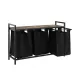 Artiss Laundry Basket with 3 Pull-out Bags Metal Frame Black