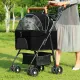 Foldable 2 in 1 Pet Stroller for Outdoor Travel Outing Lightweight Pet Carrier - Black