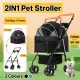 Foldable 2 in 1 Pet Stroller for Outdoor Travel Outing Lightweight Pet Carrier - Black