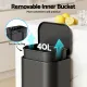 Cefito Kitchen Trash Can 40L Pedal Bins Rubbish Bin Steel with Soft Close Lid, Removable Inner Bucket, Rectangular Garbage Can Recycling Bin, Black