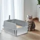 P&P Grey Silver Stainless Steel Cat Litter Box with High Sides, Open Top and Scoop