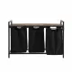 Artiss Laundry Basket with 3 Pull-out Bags Metal Frame Black