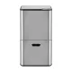 Cefito 63L Rubbish Bin 3 Compartment Stainless Steel Split Door Trash Can Silver