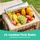 Alfresco 2 Person Insulated Picnic Basket Set with Foldable Wood Table Mat
