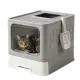 CARLA HOME Foldable Enclosed Cat Litter Box with Scoop - Grey - Plastic - Kitty Litter Tray