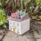 Mini House Square Cottage Planter - Vintage Resin Succulent Pot with Red Roof, Cute Cottage Garden Ornament for Desk, Patio, and Indoor Plant Display