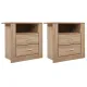 Artiss 2X Bedside Table 2 Drawers with Shelf - TARA Oak