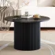 Luxe Black Ribbed Texture Wooden Coffee Table