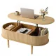 Artiss Lift Top Coffee Table Fluted Centre Table with Hidden Storage Oval 100cm