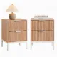 Artiss 2X Bedside Table 2 Drawers Storage Nightstand Cabinet Metal Legs Pine