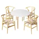 1 Artiss Dining Table and 4 Chairs Set Wishbone Wood