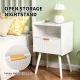 White Nightstand Modern Solid Wooden Open Shelf Bedside Table with One Storage Drawer and Solid Legs for Living Room Bedroom Apartment Easy Assembly