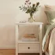 2-tier Bedside Table with Storage Drawer 2 PC Rustic White
