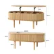 Artiss Lift Top Coffee Table Fluted Centre Table with Hidden Storage Oval 100cm