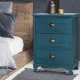 Artiss Bedside Table 3 Drawers Vintage - THYME Blue